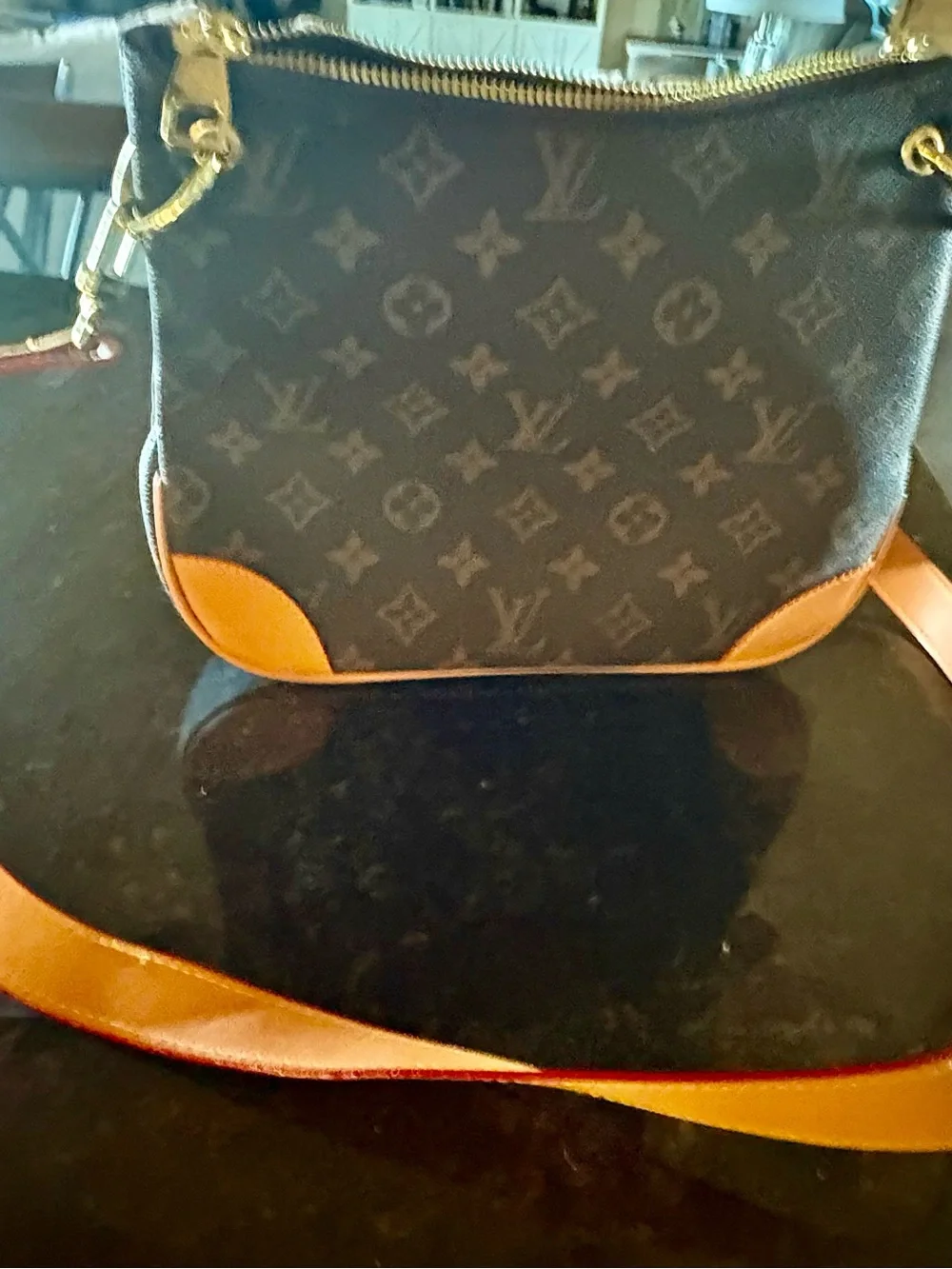 Louis Vuitton Monogram Shoulder Bag in Brown and Tan with Gold Hardware - Picture 2 of 12